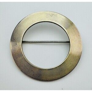 1/20 14K Gold Filled over 925 Sterling Silver Circle Brooch Vintage 1955 Engrave